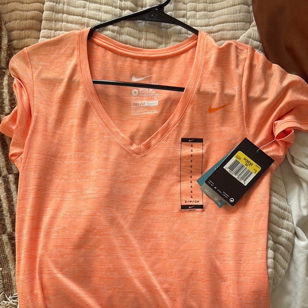 Nike Orange Fitted V-Neck Tee